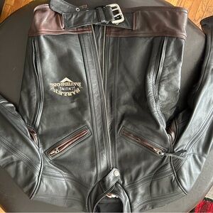 Harley-Davidson Black and Brown Leather Bomber Jacket